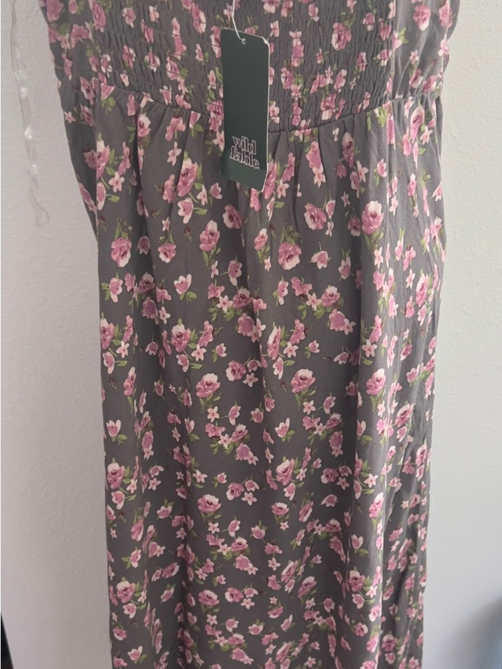 wild fable Gray Floral Maxi Dress with Pink Blossoms - Picture 2 of 4